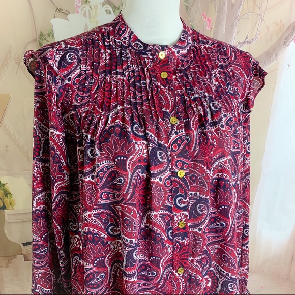 Michael Kors Abstract Ruffle Shoulder Cuff Top - Picture 4 of 8